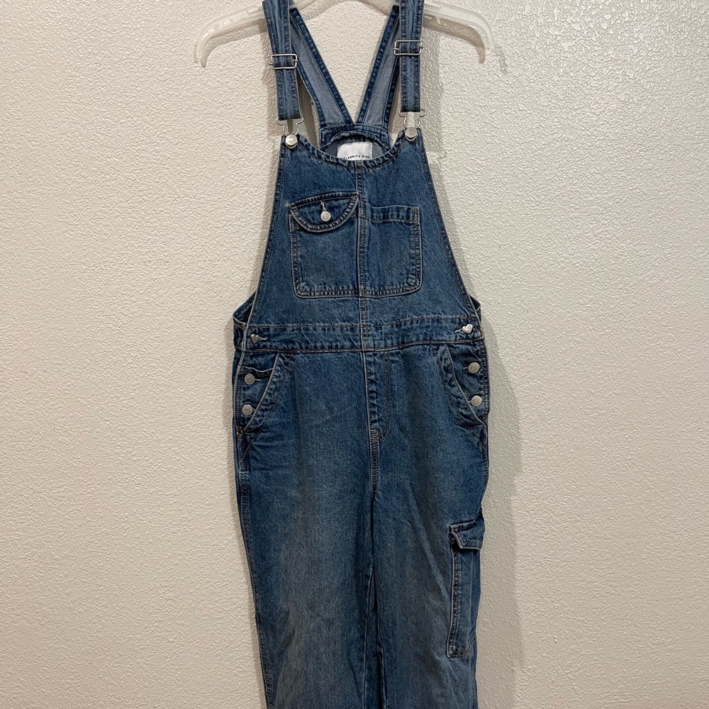 Celebrity Pink Denim Overalls with heart accent buttons - Picture 1 of 8